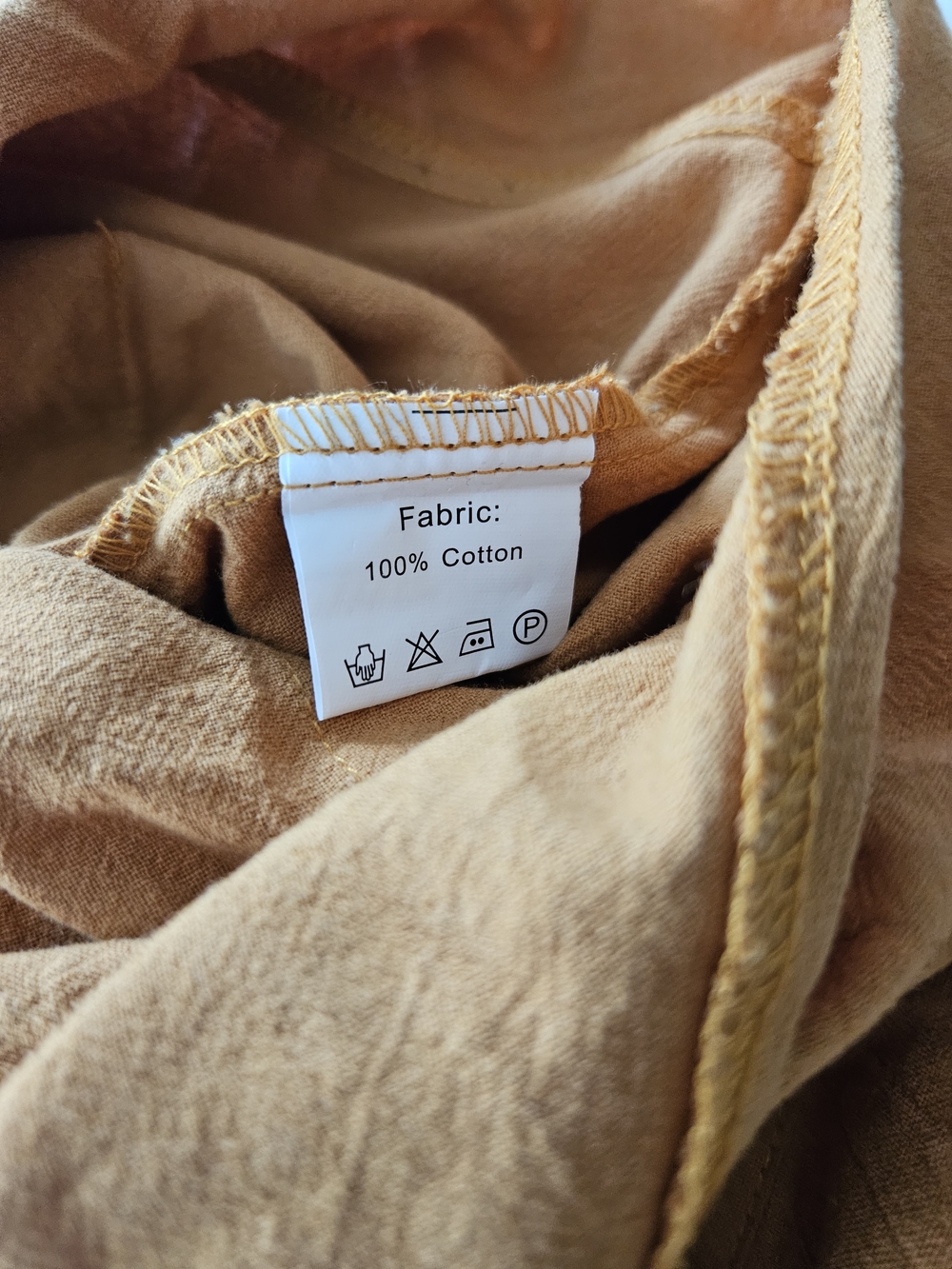 Ochre/Orange Women's Linen-Blend Overalls - Picture 7 of 8